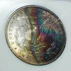 Monster Rainbow Toned 1887 Morgan Dollar NGC MS65 Silver $1 Coin Gem BU UNC