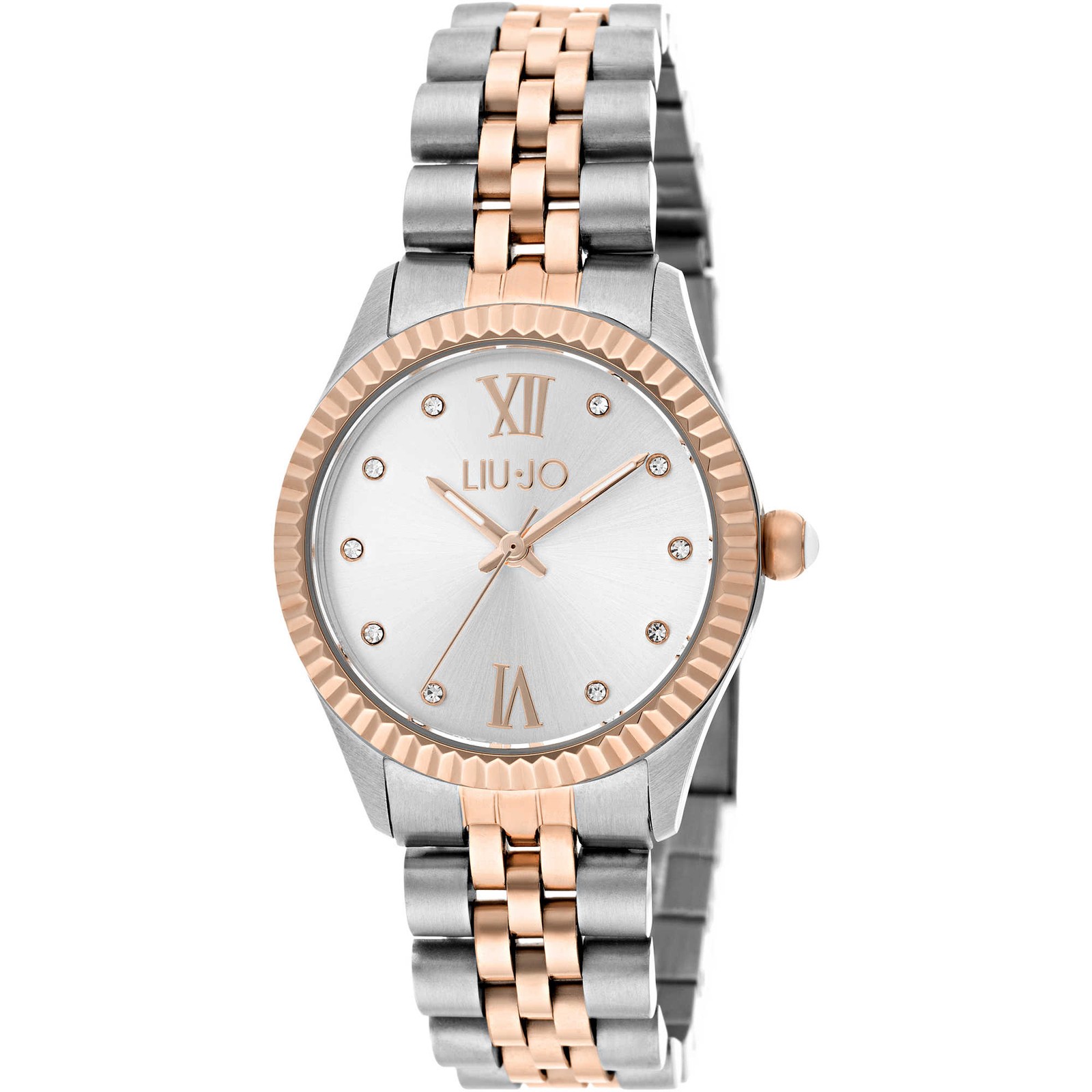 Womens Wristwatch LIU JO Luxury TINY TLJ1223 Stainless Steel Gold Rose Swarovski