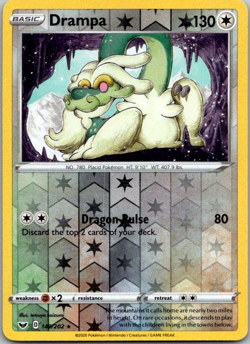 Drampa SWSH01: Sword & Shield Base Set 149/202 LP Reverse Holo