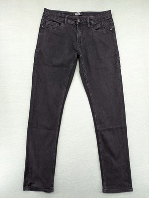 Savvy Herren Jeans W30 L32 Washed Schwarz Slim Fit Straight Leg Stretch Denim