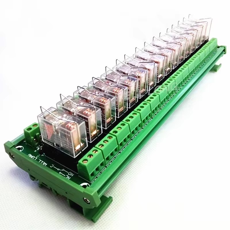 16 Channels DIN Rail Mount 16A Power Relay Interface Module G2R-1-E DC ...