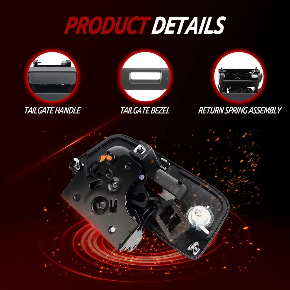 Kit de manija de puerta trasera, bloqueo de bisel de puerta trasera para 08-14 Chevy Silverado GMC Sierra Foto 2 de 4