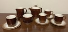 Poole Pottery Chestnut Tea Coffee set pot milk jug sugar bowl 4x cupsaucerVGC