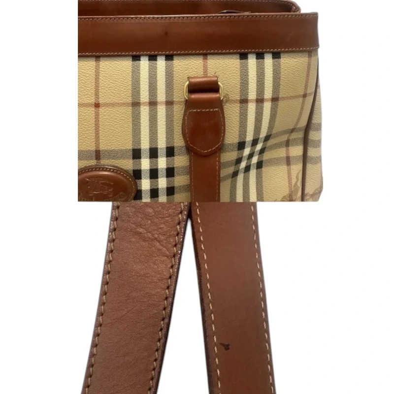 Burberry Haymarket Nova Check Canvas/Leather Vintage Tote Bag image 10