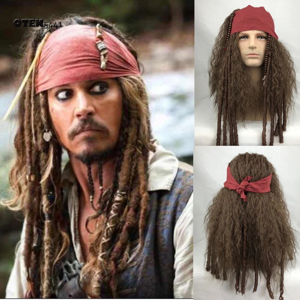 Nuevas Pelucas Piratas Bandana Rasta DLX Jack Sparrow Halloween Disfraz Accesorios Pelucas
