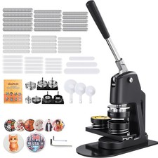 Button Maker Machine, 1.26/2.28/2.95 inch 3-in-1, Plastic Pin Maker with 300pcs