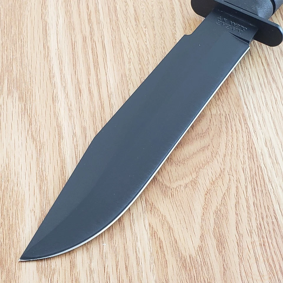 Cuchillo fijo Ka-Bar Fighter 8,10" 1095 hoja de acero al carbono mango de goma negro Foto 4 de 4