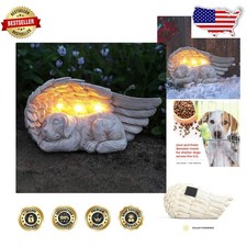 Dog Memorial Garden Solar Light Angel - Weather-Resistant Resin Pet Stone