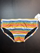 Men  s SPEEDO Swim Briefs Euro Brazilian Size 30 Multicolor Stripe Eco Endurance
