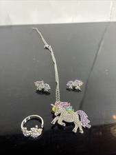 Unicorn Jewelry Set for Kids - Pink and Purple Necklace and Earrings