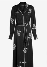 Next Emma Willis Mono Floral Tie Neck Dress in black and ivory Size 10