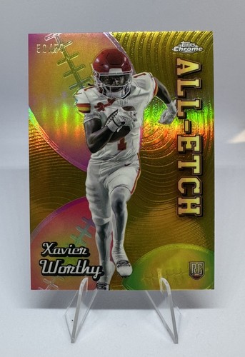 2024 Topps Chrome All-Etch Xavier Worthy #CAE-XW Refractor RC GOLD 50/50 BOOKEND
