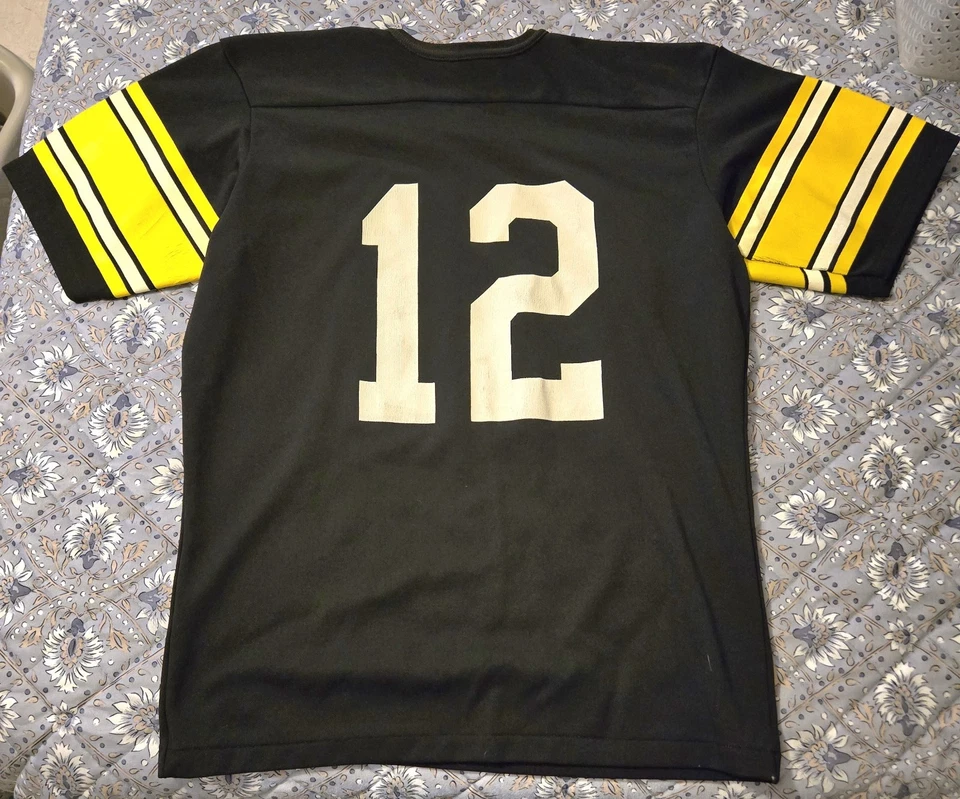 复古 20 世纪 70 年代 Terry Bradshaw 匹兹堡钢人队罗林斯球衣,尺寸 L。 — 第 2/3 张图片