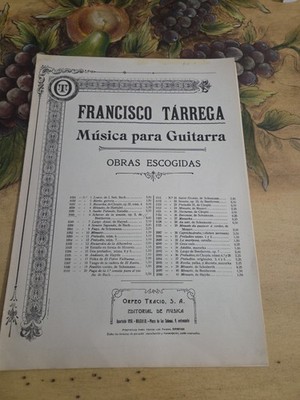 Francisco Tarrega Scherzo De La Sonata De Beethoven Guitar Rare Sheet Music