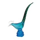 Vintage Murano Style MCM Art Glass Pheasant Figurine Blue Teal Bird Sculpture