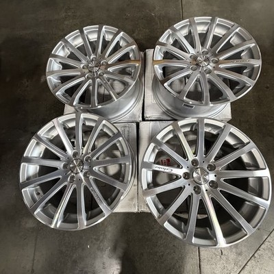 Used 18x8.5 MRR HR9 5x112 25 66.6 Silver Machined Wheels set(4)