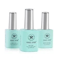 Gel Top Coat and Base Coat Set, 3Pcs 7G No Wipe Matte & Shiny Top Coat, Soak off