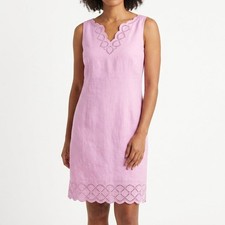Talbots Linen Blend Pink Sheath Knee Length Lined Dress Women Size 6P
