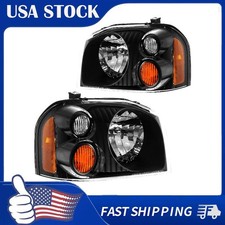 Headlight Assembly For 2001-2004 Nissan Frontier Halogen Black Housing Amber