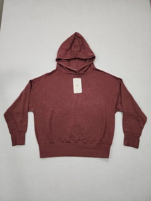 Fabletics Bo Hoodie Womens M Brick Red Space Dye Fleece Lined Wide Ribbed Cuff