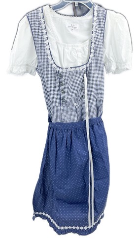 42 Waldschutz Dirndl Schürzenkleid Deutsch Oktoberfest blau kariert Blume