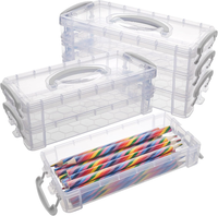 Tikplus Stiftebox Stapelbare, 2 Set 3-Schicht Kinder Stifte Box Mit Deckel, Tran