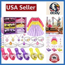 Sparkling Princess Dress Up Set with Shoes, Tiaras  Necklaces for Creative Play