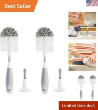 Soft-Scrub Bristle Bottle Brushes with Suction Cups   Ideal for Baby Bottles