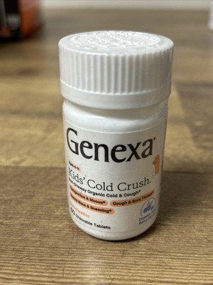 GENEXA Kids Cold Crush 60 Chewable Tablets Organic Non-Drowsy Exp 10/28 Age 4-11