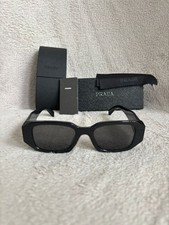 PRADA PR17WS Sunglasses Black/Silver Logo Frame Boxed with Cloth & Box