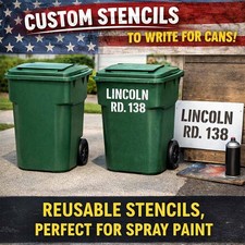 Custom Street Address Stencil   Trash Can Garbage Bin Dumpster Mylar Template