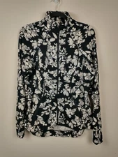 Coolibar Jacket Womens Large Interval Black White Floral UPF 50 Sun Protection