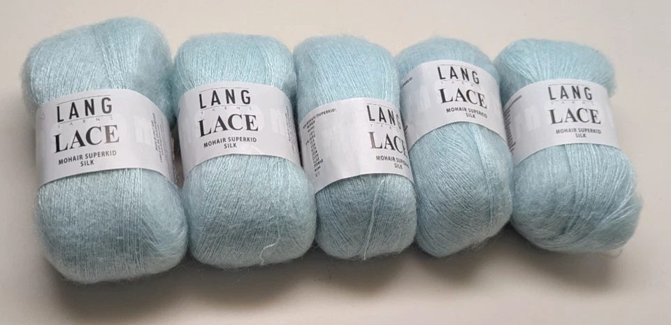 5 madejas hilos largos encaje 58 % mohair 42 % seda 25 gm/340 yardas 0058 pálido como nuevo Foto 2 de 2