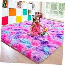 Washable, Non-Slip Area Rug, Soft Rainbow Area Rug for Girl's Room,