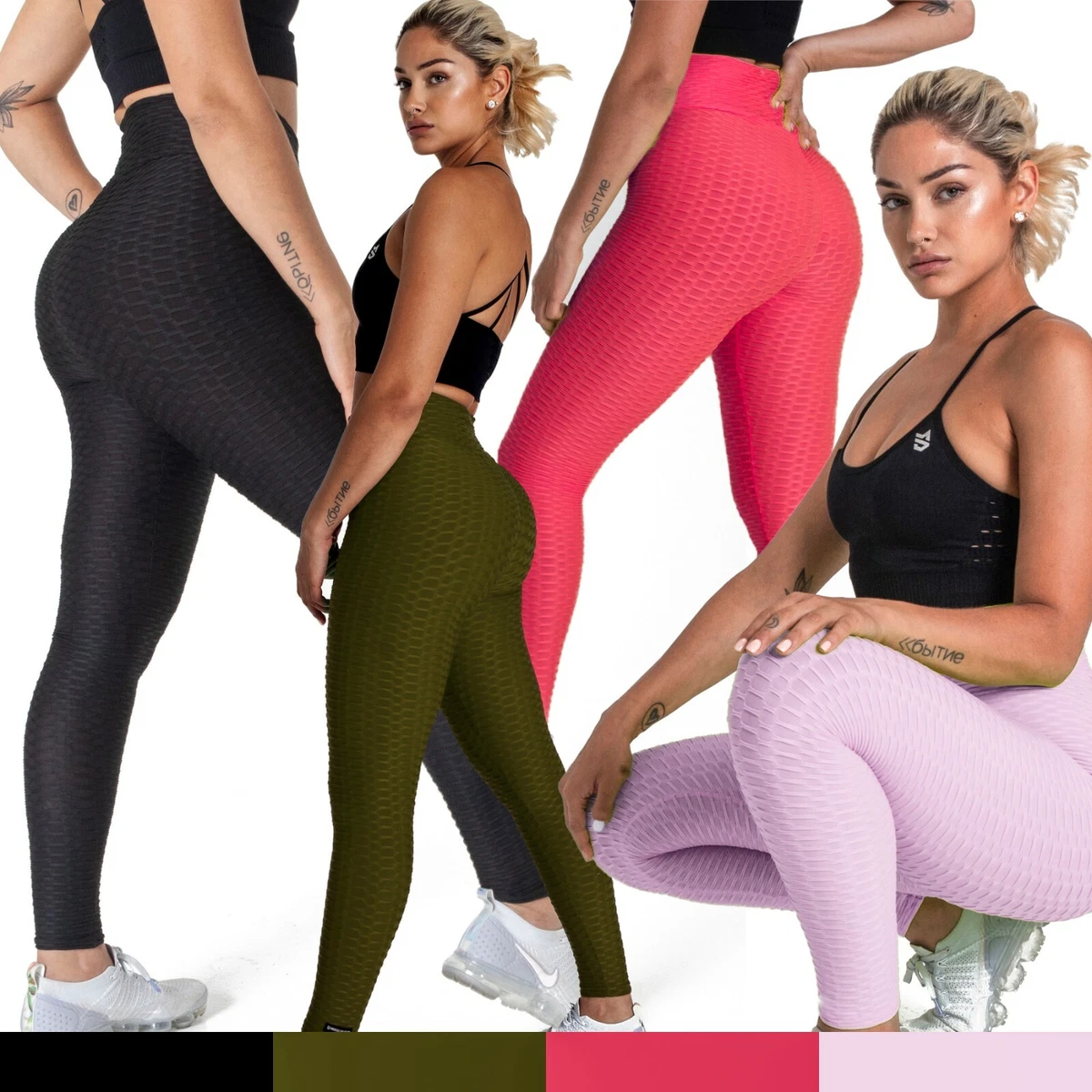 Ruched Scrunch Butt Lifting Texture Leggings High Waisted Workout