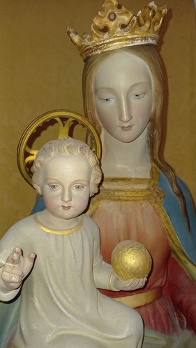 Madonna Mayersche Kunstanstalt um 1870 122 cm originale Fassung Kirchenfigur - Bild 18 von 19