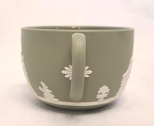 Vintage Wedgewood Jasperware Teacup Saucer Sage Green - Picture 6 of 12