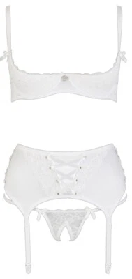 Cottelli LINGERIE Dessous-Set - Hebe, Strapsgurt, String, Spitze mit Strass