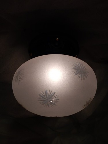 Arts & Crafts Porch Entry Light w/ Cast Iron Fixture Star Cut Shade - Picture 4 of 5