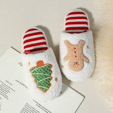 Festive Holiday Indoor Slippers Plush Non-Slip Warm Christmas Home Shoes
