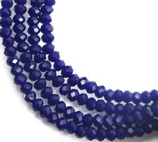 3mm Faceted Opaque Cobalt Blue glass Rondelle Beads 16"