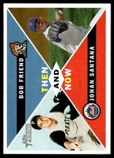 2009 Topps Heritage #TN6 Bob Friend / Johan Santana Then and Now Card