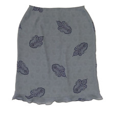 Vintage 90s Paisley Print Whimsygoth Skirt Size 10 Gray Chiffon Flutter Hem