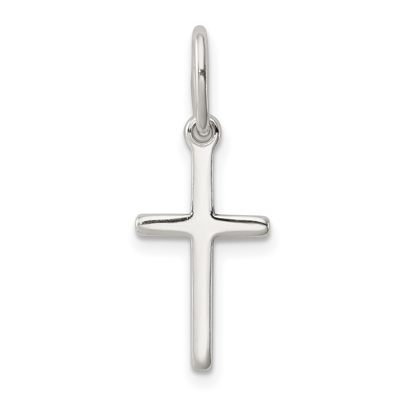 Latin Cross Charm Pendant In Polished 925 Sterling Silver