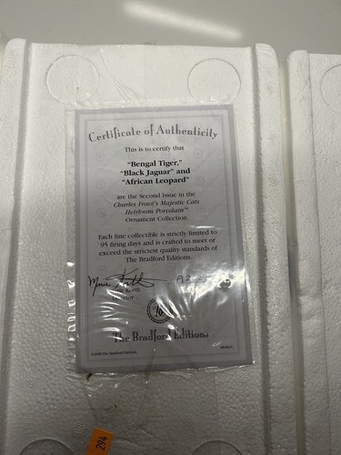 Set 14 Bradford Editions Majestic Cats Porcelian Ornaments COA Numbered NIB New - Picture 18 of 21