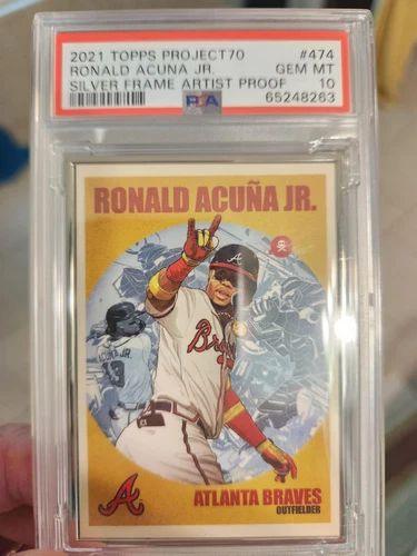 2021 TOPPS PROJECT 70 QUICCS SILVER FRAME ARTISTS PROOF RONALDA ACUNA JR. PSA 10
