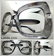 Oversized Exaggerated RETRO Large Square Lensless Eye Glasses Frame Only NO Lens
