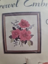 Crewel Embroidery Broderie Roses  Delphiniums Pic or Pillow Stitch Kit Flowers