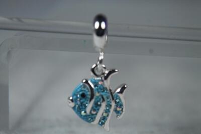 Blue CZ Fish Bead By DaVinci With CZs #DB 23-10 NEW