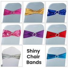 Shiny Stretch Chair Cover Band with Buckle Slider Sashes Bow Wedding Decoration